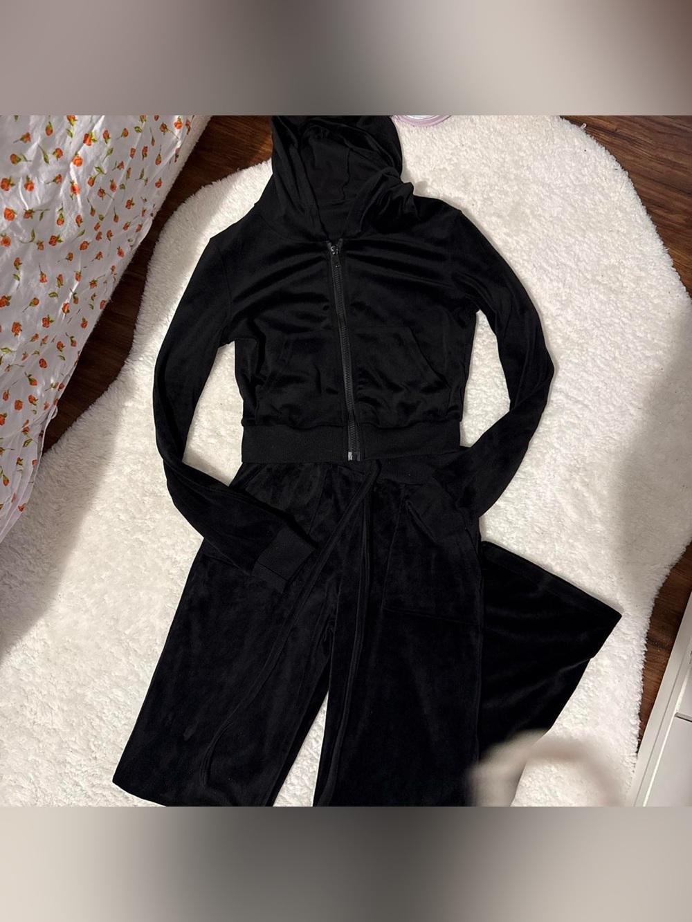 Black Women's Velour like two piece set
